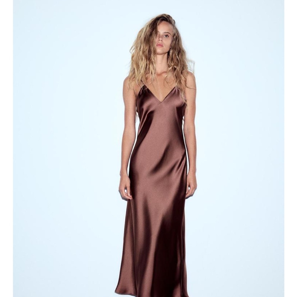Zara SATIN EFFECT MIDI DRESS